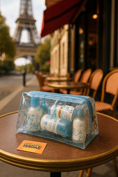 Rof Bag Paris Themed Bluetransparent Sea, Travel, Baby Care, and Cosmetic (Ma...