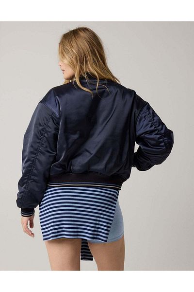 AMERICAN EAGLE OFFLINE By Aerie Satin Bomber Jacket
