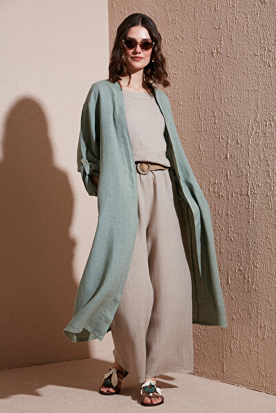 Via Dante Оверсайз з мереживною спинкою, довгий льоняний кімоно КІМОНО 7183544