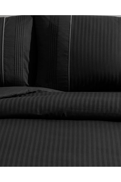 Madame Coco Mousse Doppelripp-Bettbezug-Set - Schwarz