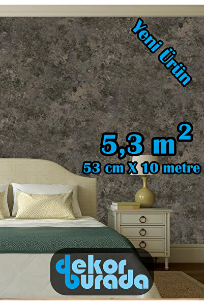 dekorburada Koyu Kahverengi Eskitme Duvar Kağıdı