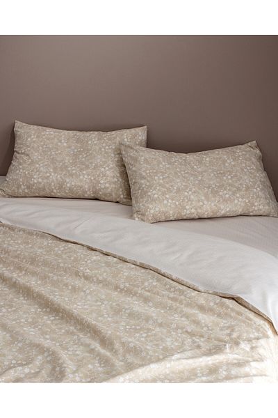 Madame Coco Fiance Bedrucktes Einzelbettbezug-Set aus Baumwolle - Beige