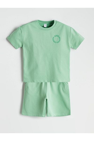 LC Waikiki Lcw Printed Boys' T-Shirt and Shorts 2-Piece