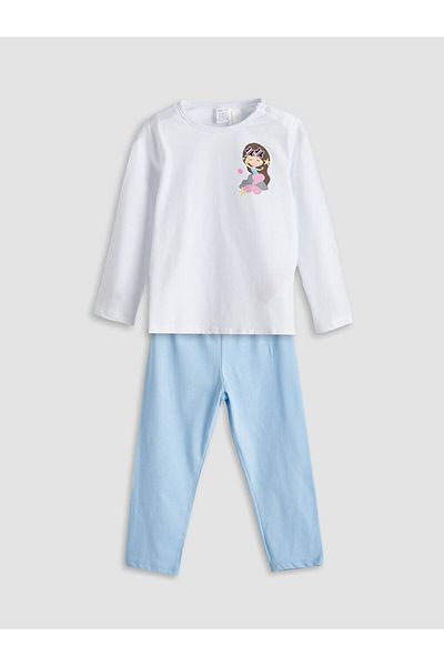 LC Waikiki Set pijamale pentru fete cu imprimeu cu gâtul rotund sezon nou - S5LM64Z1