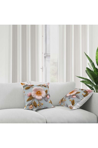 Şah Dekor Model de broderie cu perforare, imprimat digital, în culori roz, husă de pernă pentru canapea cu 2 locuri 3D