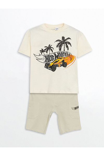 LC Waikiki Lcw Printed Boys' T-Shirt and Shorts 2-Piece