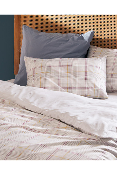 Madame Coco Fontaine Elastisches Ranforce-Bettbezug-Set mit Druck, für Einzelbett, Beige