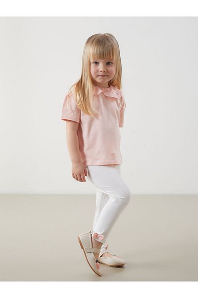 LC Waikiki Lcw Baby Girl Blouse and Leggings with Doll Collar Embroidery 2 Pcs Fast Fashion