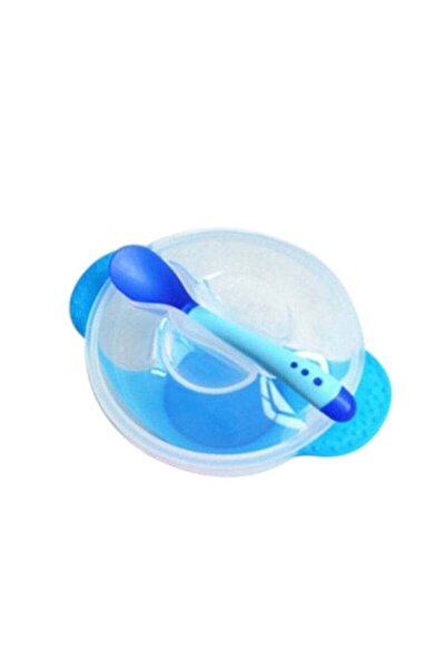 Generic Child Feeding Bowl Lid With Spoon Sets - Blue