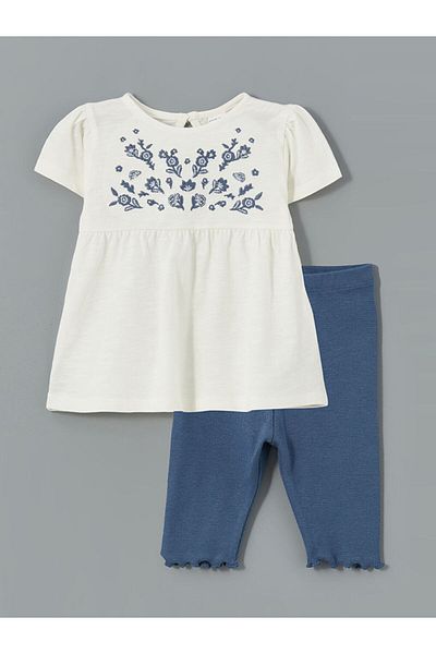 LC Waikiki New Season Floral Baby Girl T-Shirt and Leggings 2-Piece Set - S5Ey94Z1
