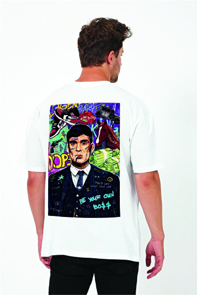 By Caspita Fashion Tricou alb oversize unisex Lenithra Thomas Shelby