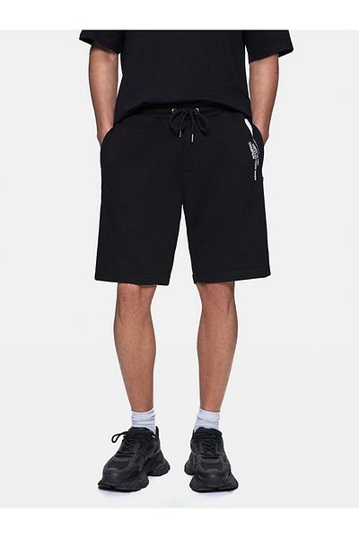 Ltb Basic Zipper Text Detailed Printed Knitted Black Shorts