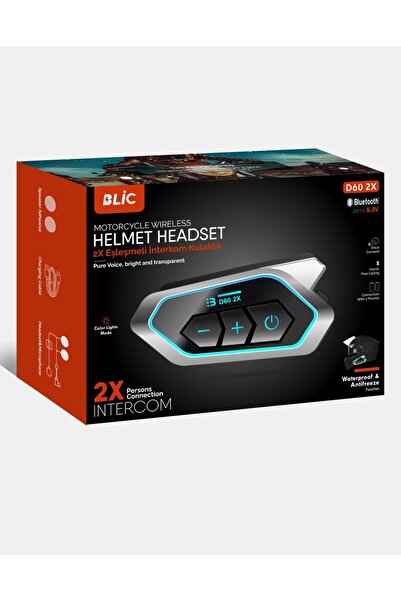 Zoli Yeni D60 2 İnterkom Eşleşme Özellikli Motosiklet Kask Kulaklığı Bluetooth Intercom Rgb Işıklı
