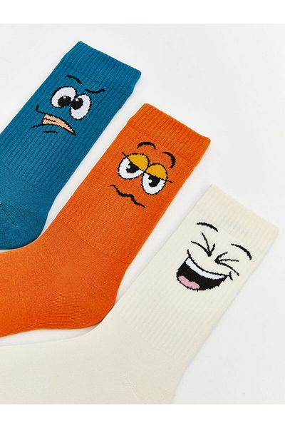 LC Waikiki New Season Printed Men's Socks 3-Piece - S5Od81Z8