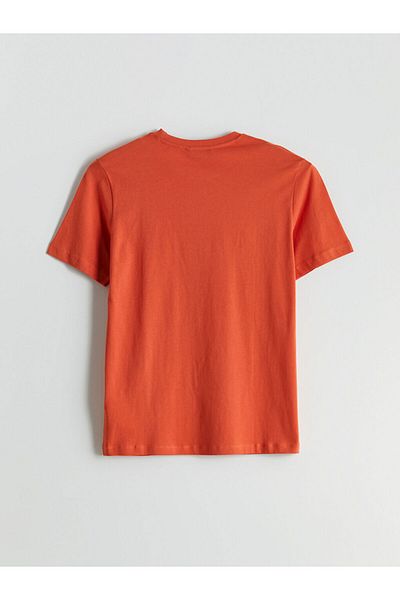 LC Waikiki Xside Orange Crew Neck Printed Combed Cotton Men's T-Shirt