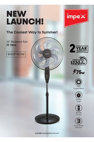 İMPEX Impex 16" Pedestal Fan PF 7504