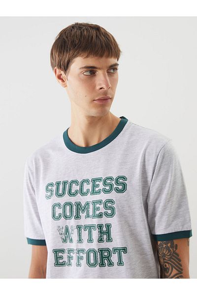 LC Waikiki New Season Crew Neck Printed Combed Cotton Men's T-Shirt - S5Oh79Z8