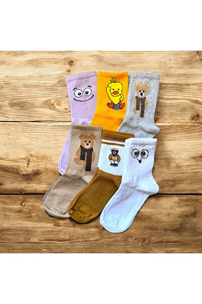 MODA Комплект от 6 чифта цветни забавни колежански чорапи