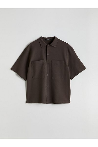 LC Waikiki Xside Brown Comfortable Fit Short Sleeve Men's Shirt