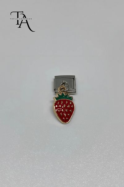 Toplu Aksesuar Strawberry Figured Steel Italian Charm