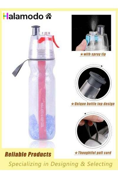 HALAMODO Water Bottle, BPA Free Sport Water Bottles for Kids, 500ml 17 oz Bike Water Bottles, with Spray Mist