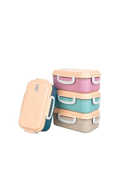 QUİCKPREP Aura 450ml Stainless Steel Child Nutrition Container 2 Compartments Meal Storage Container (21 X 13 X 8 cm)