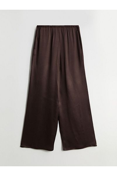 LC Waikiki Xside Brown Elastic Waist Satin Women's Trousers