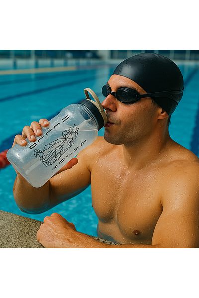 QUİCKPREP 1.5Lt Printed Beige Water Bottle with Straw