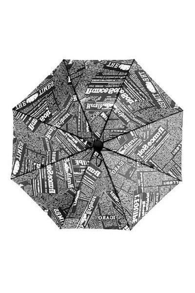 HALAMODO 3-Folding Umbrella, Newspaper Pattern Umbrellas, 8 Ribs Windproof Folding Travel Umbrella, Portable