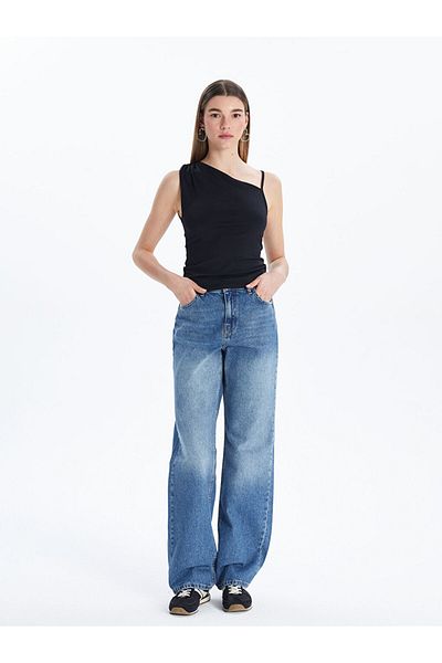LC Waikiki Black Boat Neck Women's Blouse