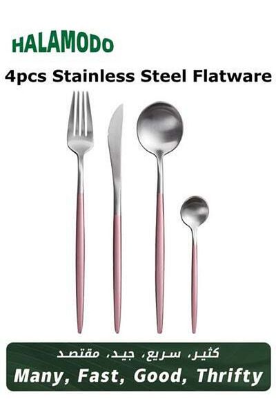 HALAMODO 4pcs Stainless Steel Flatware Silverware Stainless Steel Flatware Silverware Travel Cutlery Tablewar