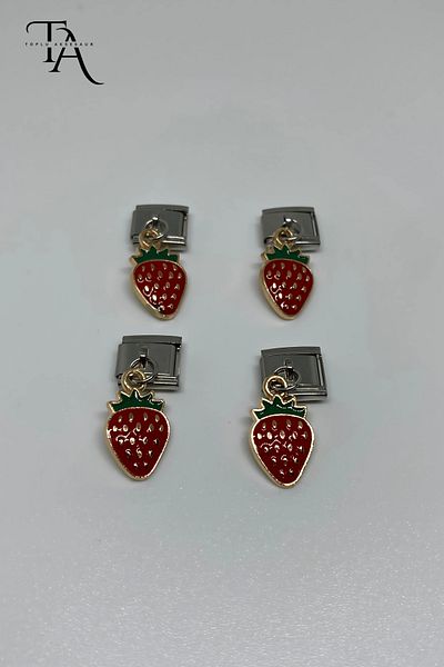 Toplu Aksesuar Strawberry Figured Steel Italian Charm