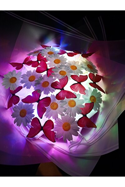 animeandyourworld Pembe papatya led Işıklı kelebek buketi A Kalite 24 adet ke...