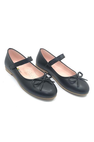 Kocamanlar Ayakkabı İremsu Pisi Mustache Velcro Pantofi de balerină pentru fete BLACK-SKIN