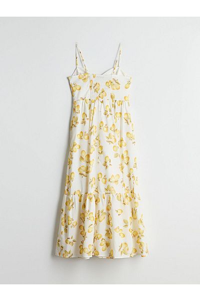 LC Waikiki Xside Yellow V-Neck Printed Dress