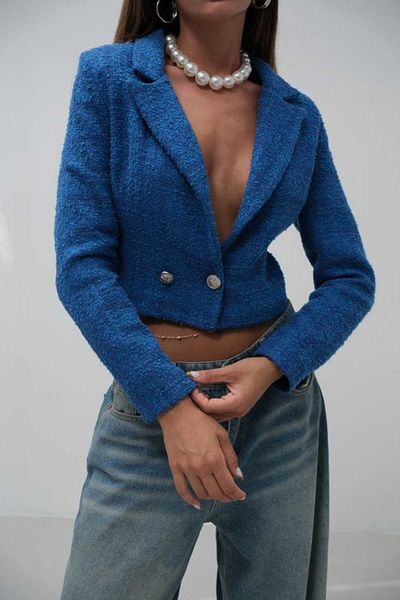 Özyuvam Top crop blazer pentru femei - Saks