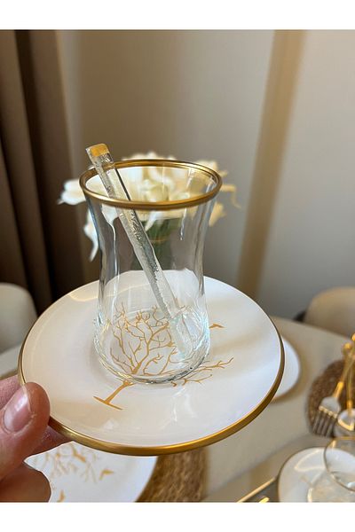 PONCİKPAZAR 18 Pieces Tree Model Tea Set