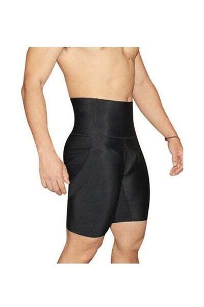 HALAMODO Men's Breathable Double-layer Waist Shaping And Leg Shaping Clothes, High Waist Style Shaping Pants,