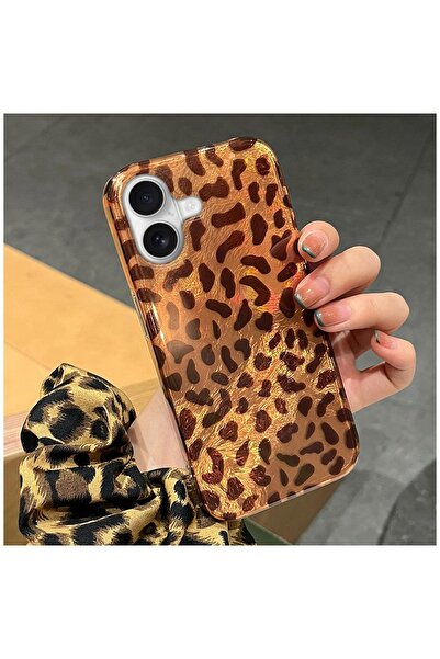Zebana Apple iPhone 16 Plus Uyumlu Kılıf Luxe Leopard Silikon Kılıf Desert Ti...