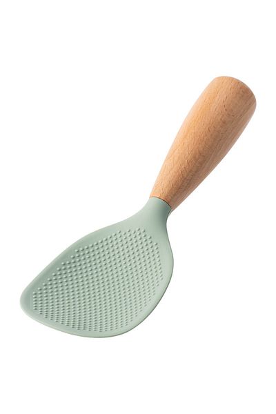 Choice Green rice spoon NEW Silicone Spatula Non Stick Pan Wooden Handle Silicone Vegetable Heat-resistant