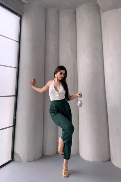 Stil Reyonu Scuba Krep Kumaş En Boy Likralı Yanı Fermuar Detaylı Arkası Lastikli Harem Pantolon