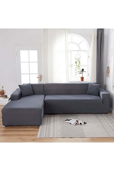 Generic Sharpdo L-Shaped Sofa Slipcover Cover Stretch Fabric for Living Room Bedroom Home and Office 2Pcs 3