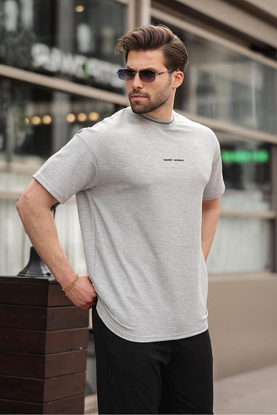 Madmext Ανδρικό T-shirt Grimelange Basic με λεπτομέρεια κεντήματος E7106