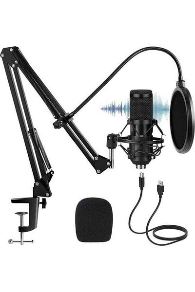 Generic Arabest USB Condenser Microphone Kit with Adjustable Stand Black