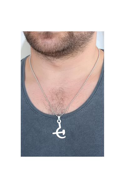 Skygo Silver Color Metal Men's Necklace with Sickle and Axe Figure - Tj-Erk365