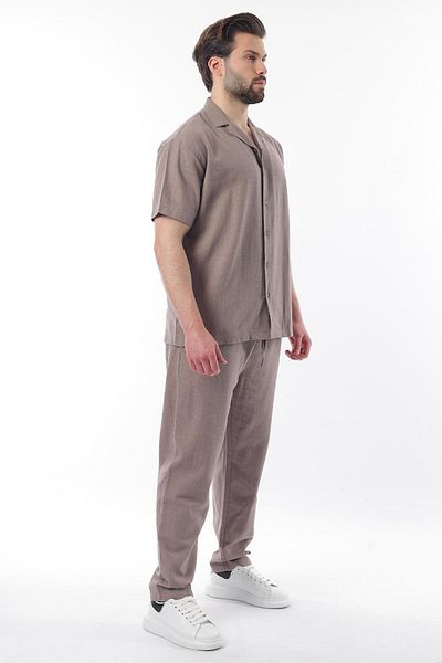 Madmext Brown over Fit Men's Shirt Suit E7303