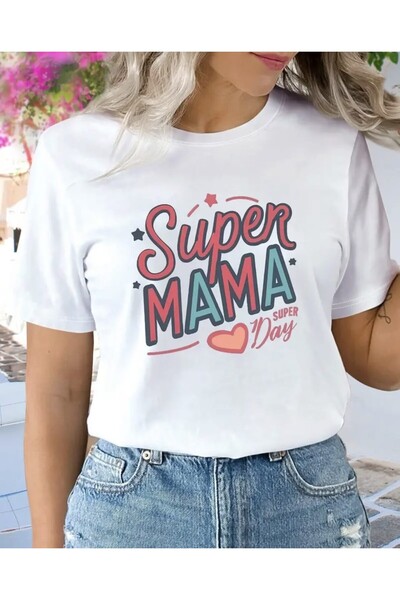 Panda Baskı Tekstil تي شيرت سوبر ماما بتصميم خاص مطبوع مقاس كبير