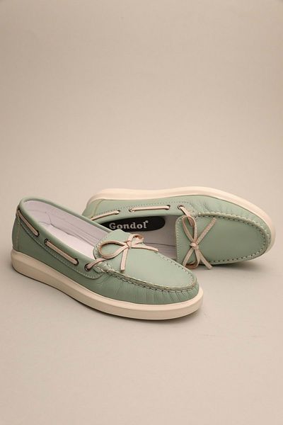 Gondol Mocasini clasici din piele naturala de dama verde apa 36 Ttx.744