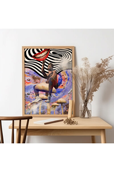 UNT Pictură de artă modernă cu rama din lemn