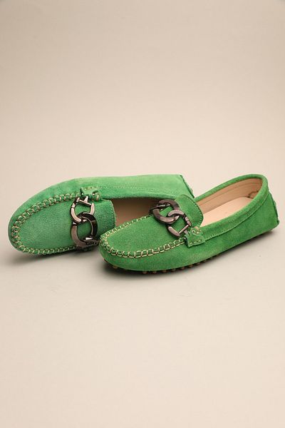 Gondol Mocasnic clasic de damă din piele naturală verde 37 Ttx.751